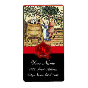 ÉTIQUETTE MONOGRAMME DE GRAINE ANTIQUE VINEYARD HARVEST WAX 