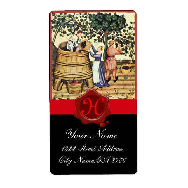 ÉTIQUETTE MONOGRAMME DE GRAINE ANTIQUE VINEYARD HARVEST WAX  (Devant)