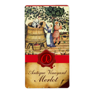 ÉTIQUETTE MONOGRAMME DE GRAINE ANTIQUE VINEYARD HARVEST WAX 