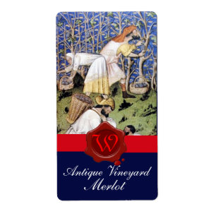 ÉTIQUETTE MONOGRAMME DE GRAINE ANTIQUE VINEYARD HARVEST WAX 