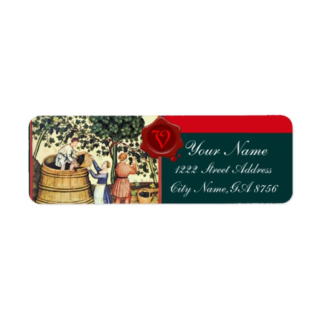 ÉTIQUETTE MONOGRAMME DE GRAINE ANTIQUE VINEYARD HARVEST WAX  (Devant)