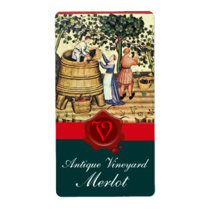 ÉTIQUETTE MONOGRAMME DE GRAINE ANTIQUE VINEYARD HARVEST WAX 