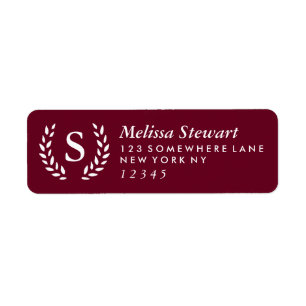 Étiquette Monogramme de guirlande de laurier