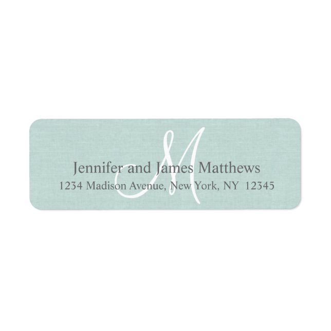 Étiquette Monogramme de lin rustique pour Mariages (Devant)
