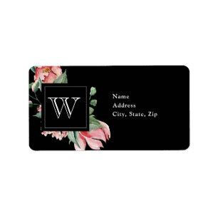 Étiquette Monogramme de Magnolia rose sur l'adresse du Maria