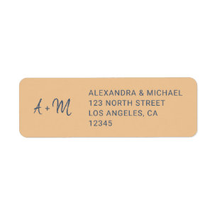 Étiquette Monogramme de marine rose poussiéreuse script mari