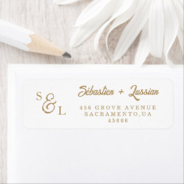 Étiquette Monogramme élégant en écriture dorée pour l'adress