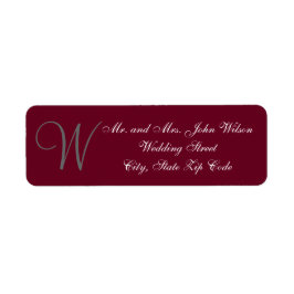 Étiquette Monogramme élégant en gris bordeaux Mariage offici