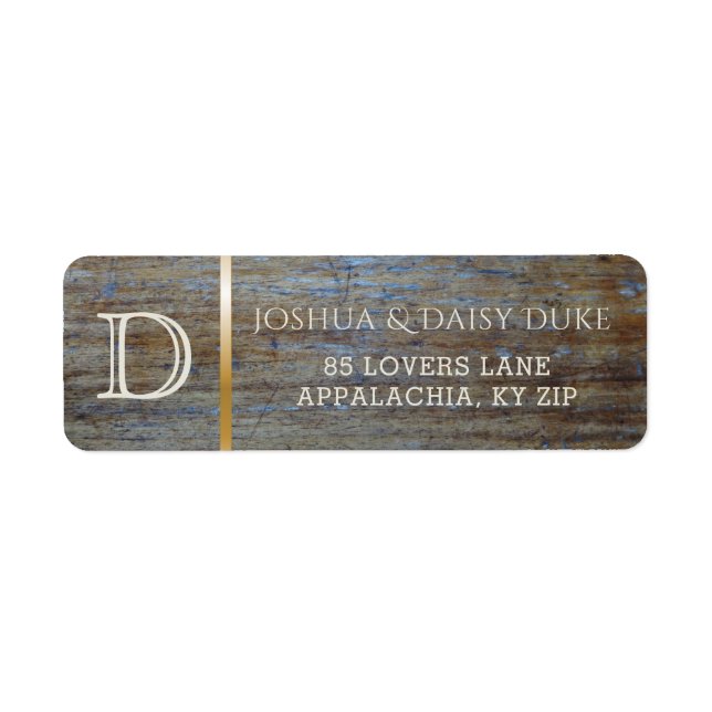 Étiquette Monogramme en bois rustique | Thème Mariage campag (Devant)