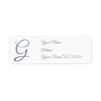 Étiquette Monogramme G pailleté argent élégant Personnalisé