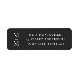 Étiquette Monogramme initial élégant d'adresse de retour gri