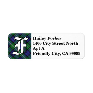 Étiquette Monogramme majestueux de tartan de Forbes de clan