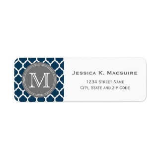 Étiquette Monogramme Marine bleu et gris
