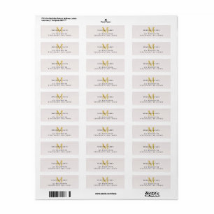 Étiquette Monogramme moderne Nom initial Adresse de retour