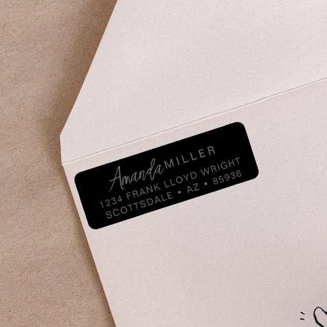 Étiquette Monogramme moderne simple noir Adresse de retour (Créateur téléchargé)