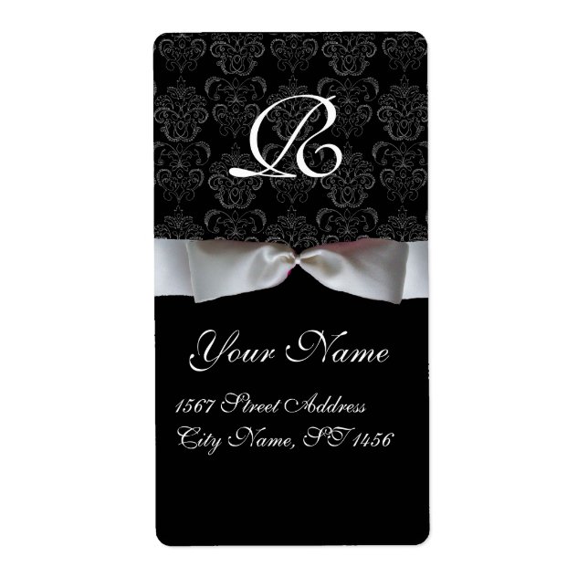 ÉTIQUETTE MONOGRAMME NOIR ET BLANC DE DOMMASK RIBBON (Devant)