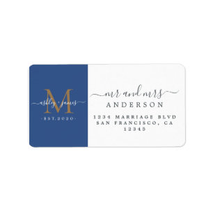 Étiquette Monogramme nouvellement marié M. Mme Adresse de re