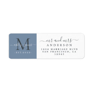 Étiquette Monogramme nouvellement marié M. Mme Adresse de re