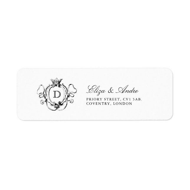 Étiquette Monogramme officiel de crête florale Adresse de re (Devant)