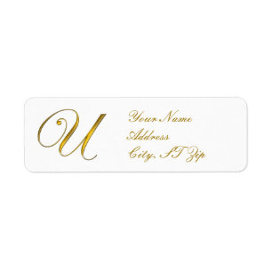 Étiquette Monogramme or U Customisé Adresse de retour Étique