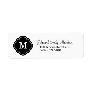 Étiquette Monogramme personnalisé noir et blanc