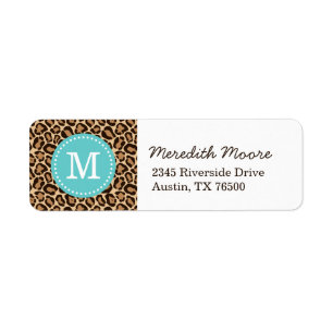 Étiquette Monogramme personnalisé Turquoise et Empreinte de 