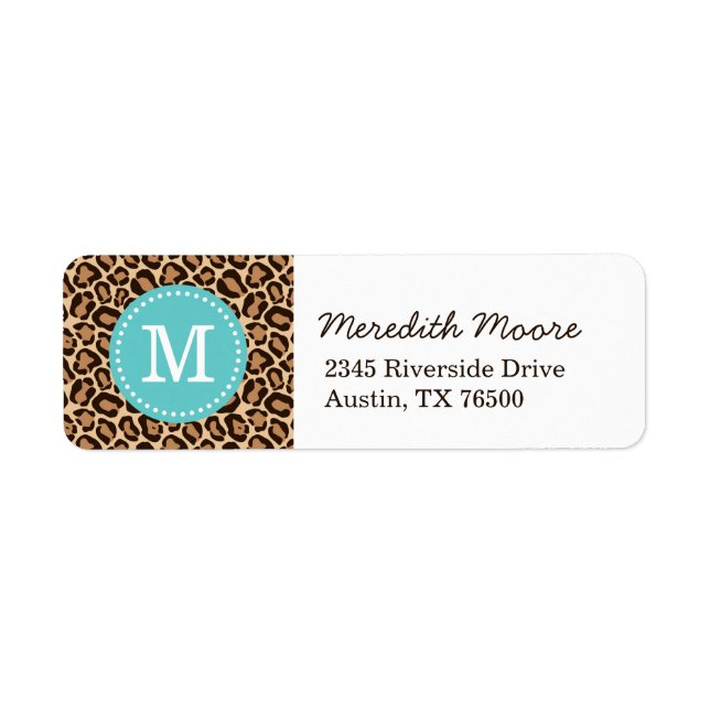 Étiquette Monogramme personnalisé Turquoise et Empreinte de  (Devant)