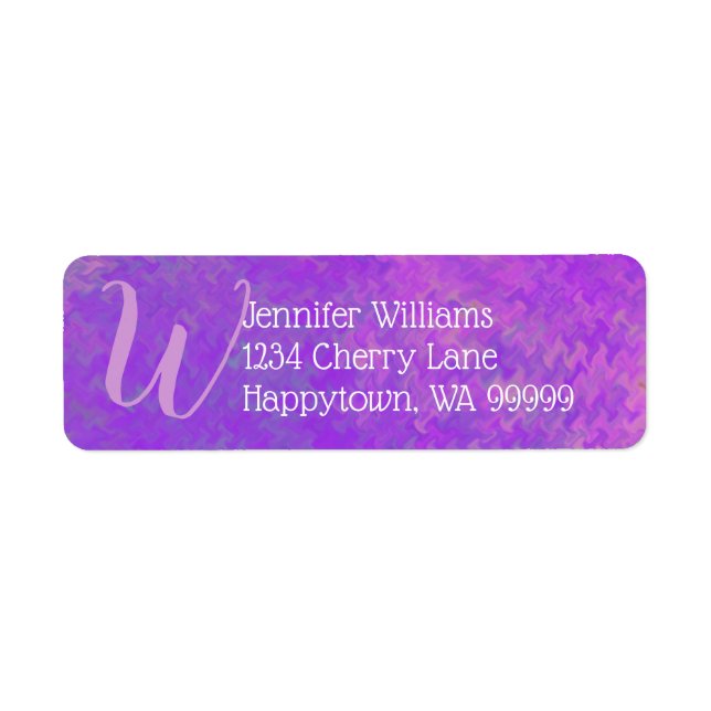 Étiquette Monogramme personnalisé Violet Marbré Art Adresse  (Devant)