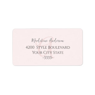 Étiquette Monogramme rose rose rose moderne minimaliste fémi
