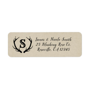 Étiquette Monogramme Rustic Deer Antlers Mariage personnalis