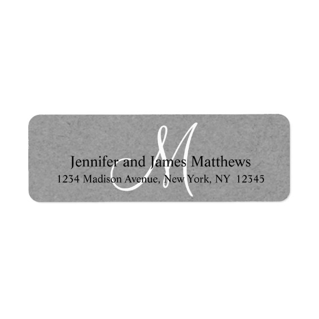 Étiquette Monogramme rustique Kraft Grey pour Mariage (Devant)