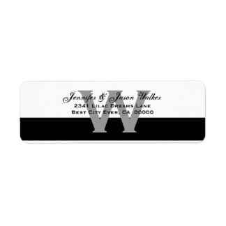 Étiquette Monogramme simple élégant noir et blanc