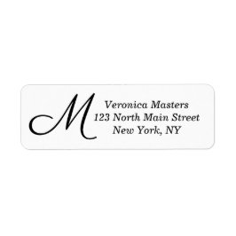 Étiquette Monogramme simple noir et blanc