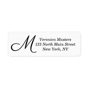 Étiquette Monogramme simple noir et blanc