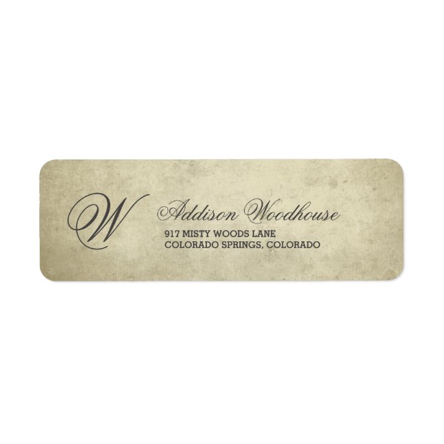 Étiquette Monogramme simple | Papier Vintage (Devant)