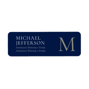 Étiquette Monogramme uni bleu foncé tendance affaires
