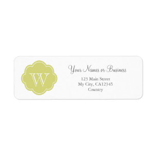 Étiquette monogramme vert citron personnalisé