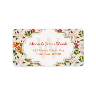 Étiquette Monogramme Vintage Mariage victorien Floral