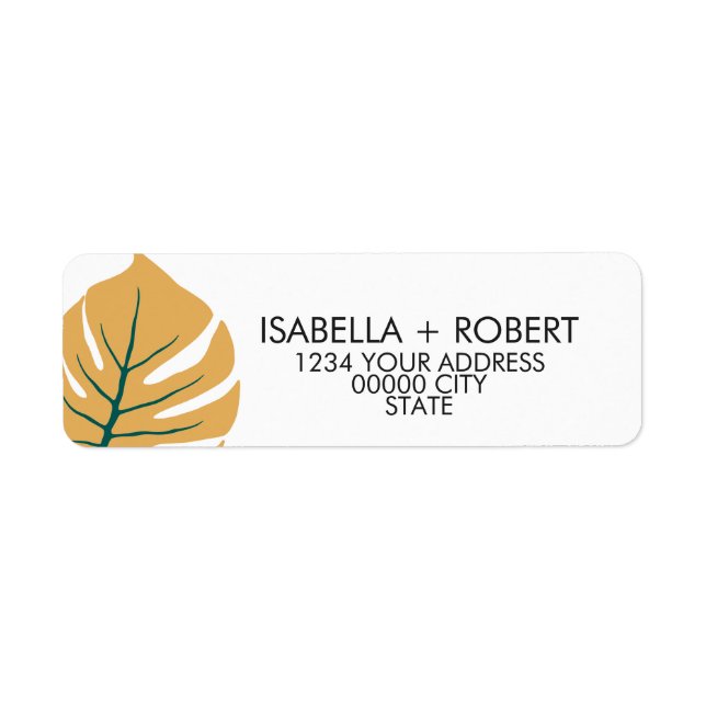 Étiquette Monstera | jaune | Mariage tropical moderne (Devant)