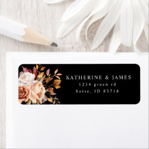 Étiquette Moody Autumn Elegant Floral Adresse de retour