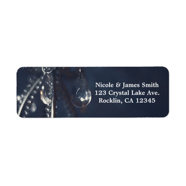 Étiquette Moody Blue Crystal Elegant Mariage romantique Invi (Devant)