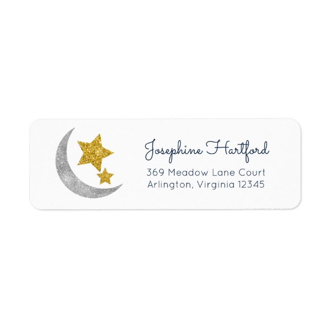 Étiquette Moon & Stars Parties scintillant Céleste Adresse d (Devant)
