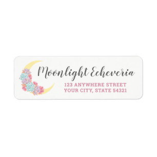 Étiquette Moon & Succulents Pastel Boho Chic Adresse de reto