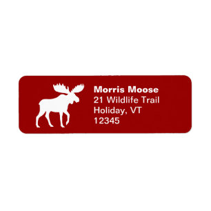 Étiquette Moose Silhouette Rouge et blanc Adresse de retour