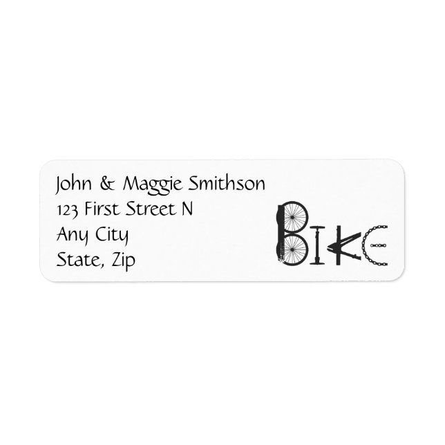 Étiquette Mot Vélo fait de Pièces Vélo Adresse personnalisée (Devant)