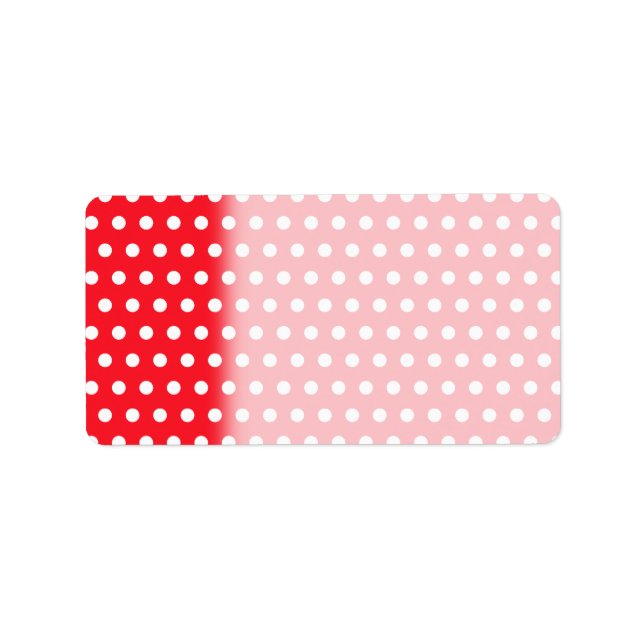 Étiquette Motif à points Polka rouge et blanc. Spotty. (Devant)