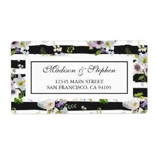 Étiquette Motif à rayures florales peintes - Mariage