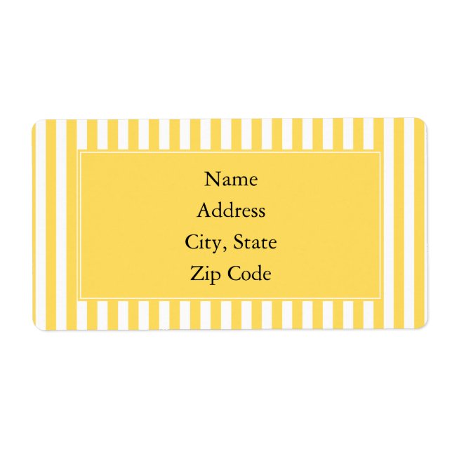 Étiquette Motif à rayures jaunes et blanches (Devant)