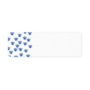 Étiquette Motif animal d'empreinte de patte. Bleu et blanc