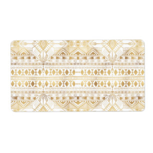 Étiquette Motif Aztèque tribal géométrique or tendance